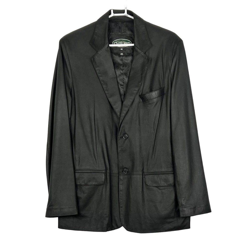 OVERLAND Carlisle Lite Lambskin Leather Blazer Black Men’s Size 42